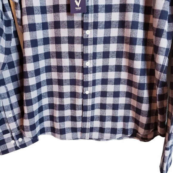 Voyage Mens Flannel Warm Button Up Shirt XL Blue Checked Classic Long Sleeve New - Picture 7 of 13